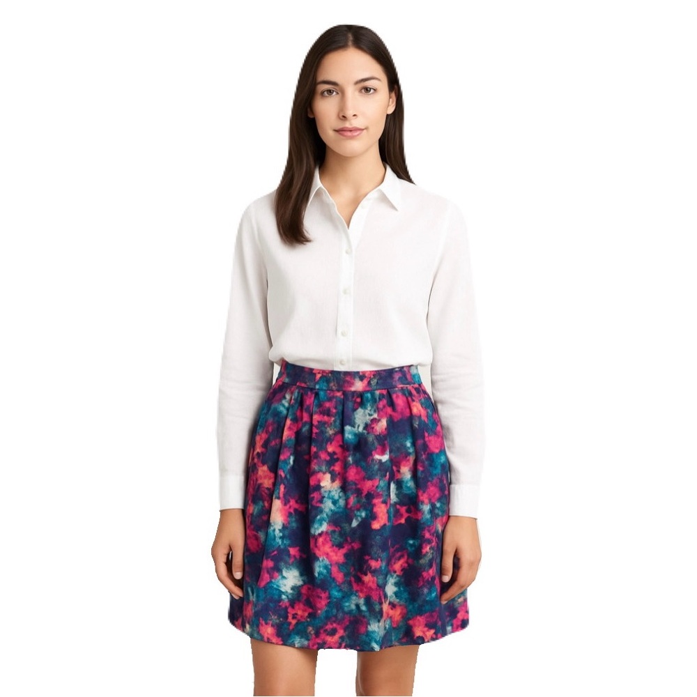 NEW Cynthia Rowley Womens Size Medium Pleated Watercolor Stretch Floral Skirt